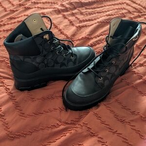 Womens Coach Black Combat & Moto Boots